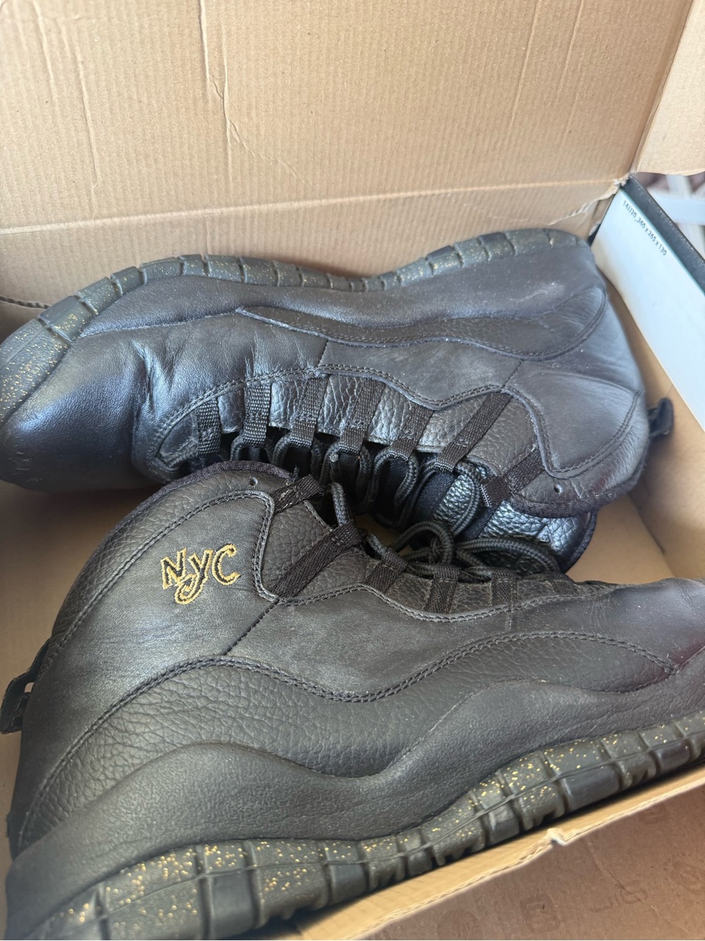 Jordan Men's Black Leather High-Top Boots with Gold NYC Stitching